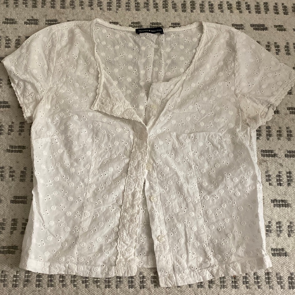 Brandy Melville white floral blouse